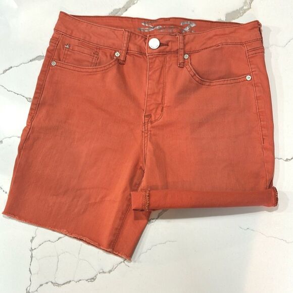 Seven7 | Women’s Coral Orange Casual Denim Jeans Shorts Size 10 - Picture 2 of 9